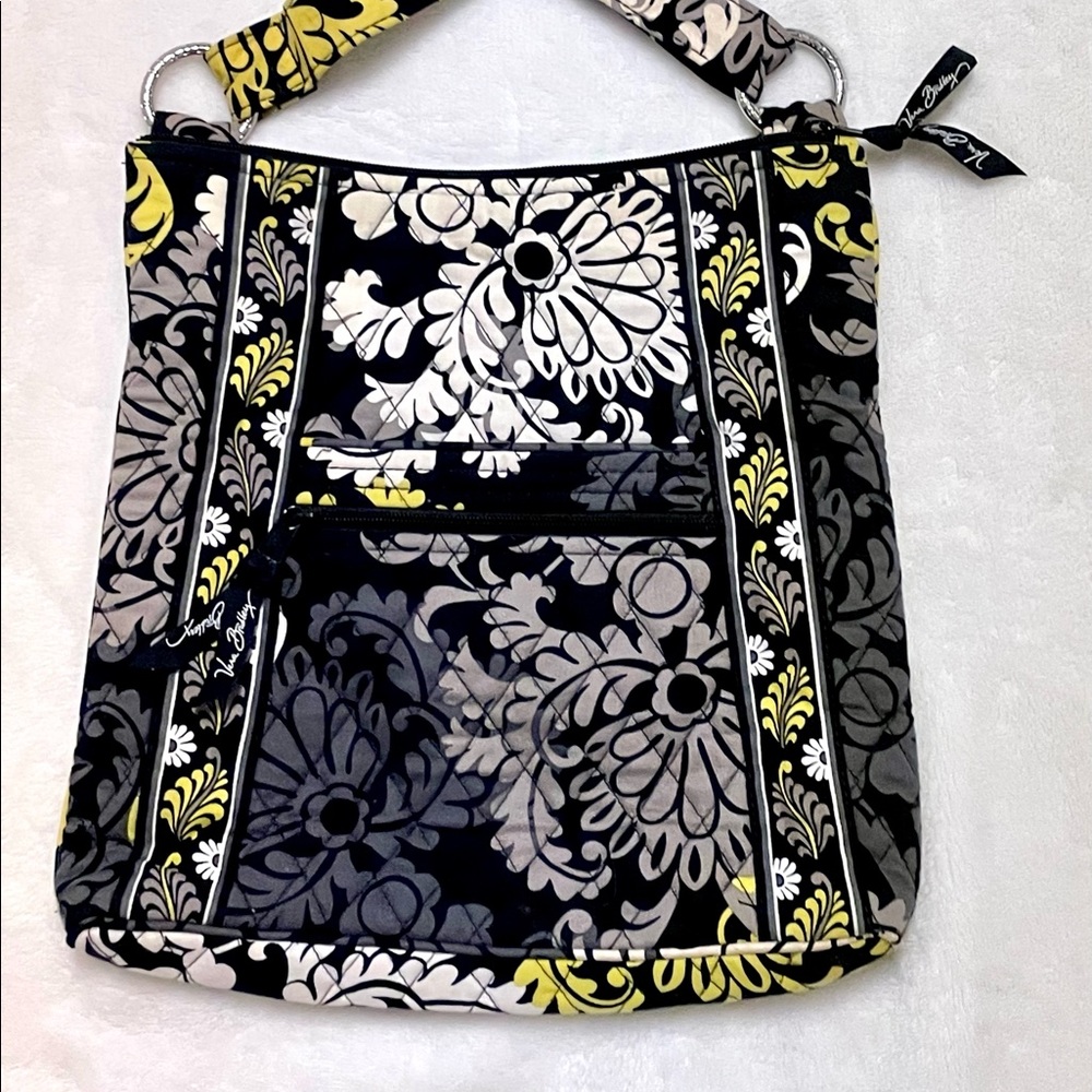 Vera Bradley retired  BAROQUE Black Yellow White Shoulder Bag Hobo Handbag